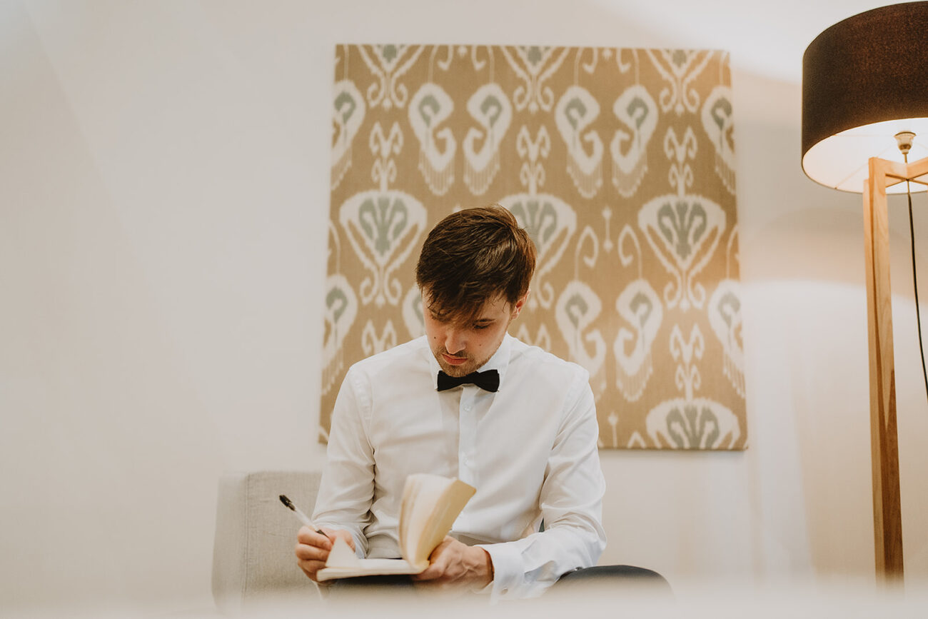 Ben writing his vows in Costa Rica