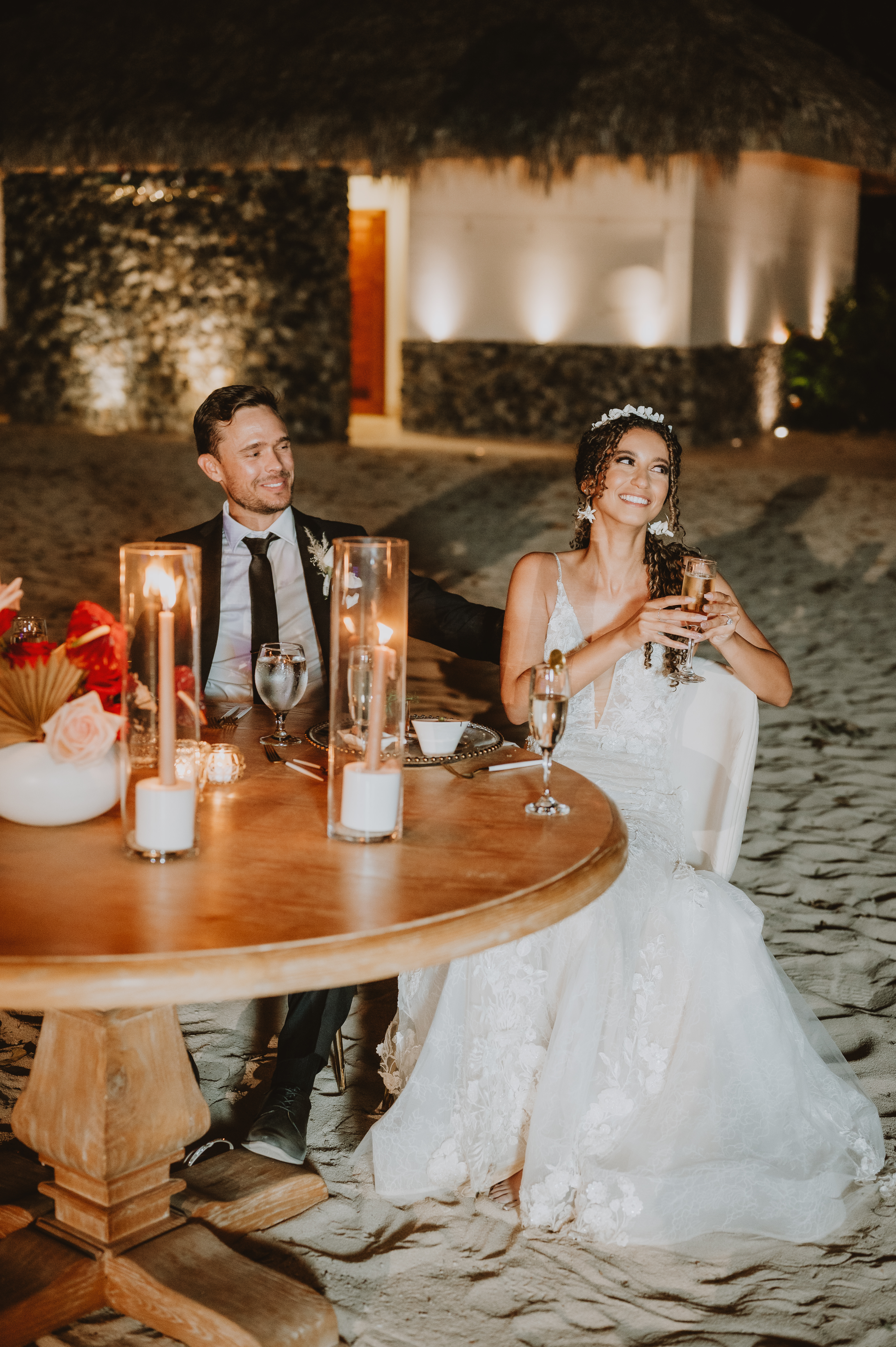 Brooke & Gericke toast at their wedding party