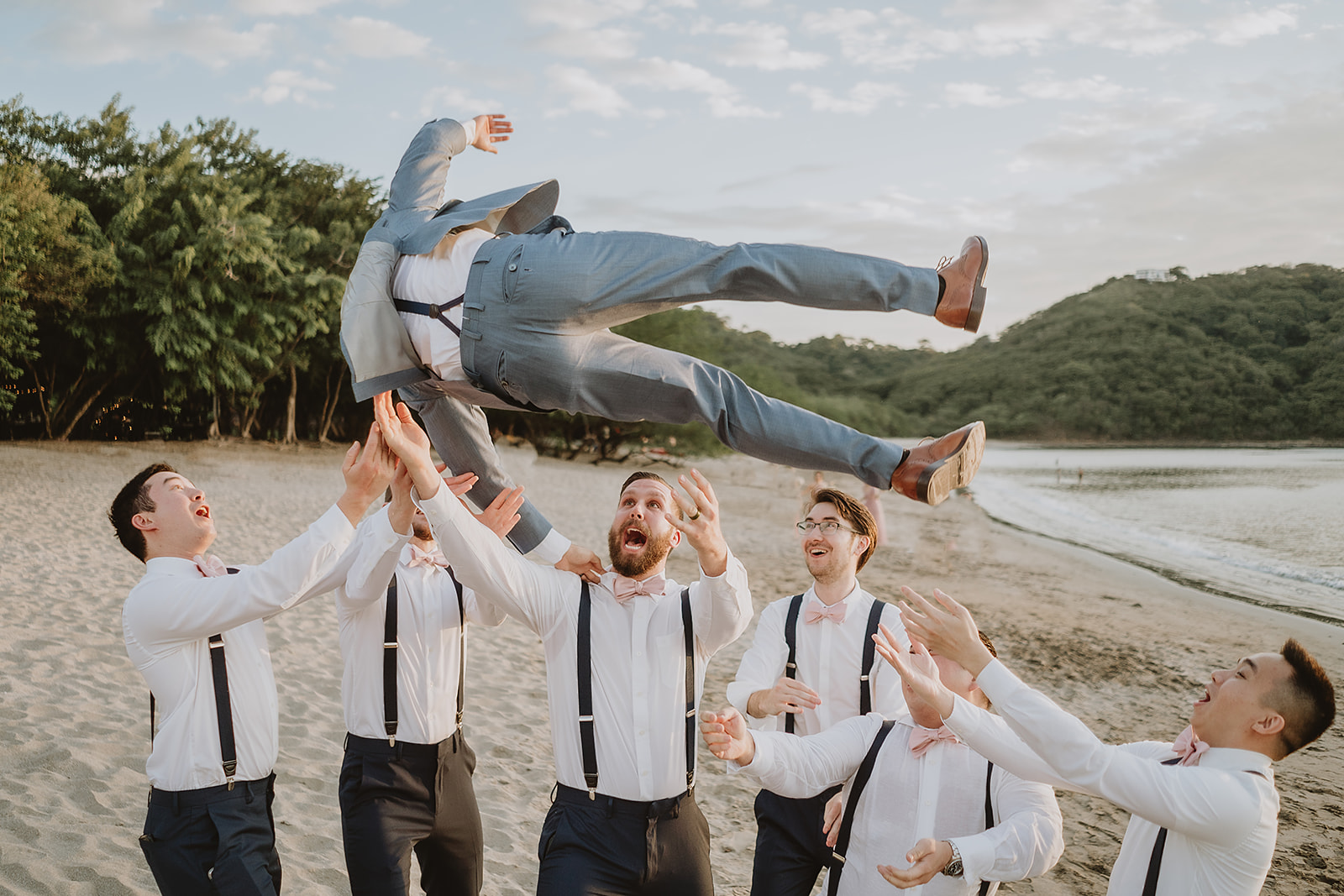 Jason's Wedding Celebration with His Groomsmen on the Beach in Costa Rica