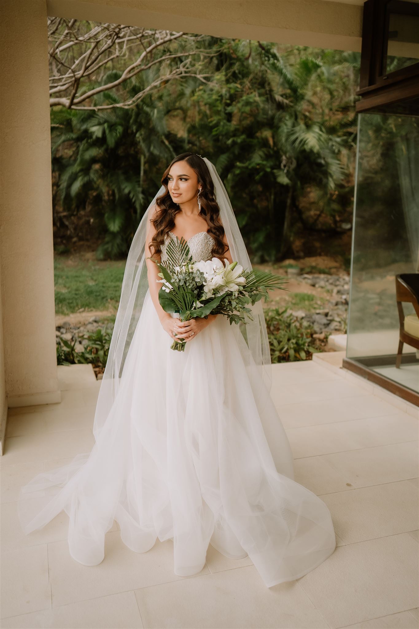 bride ready for her wedding on the beach in Costa Rica