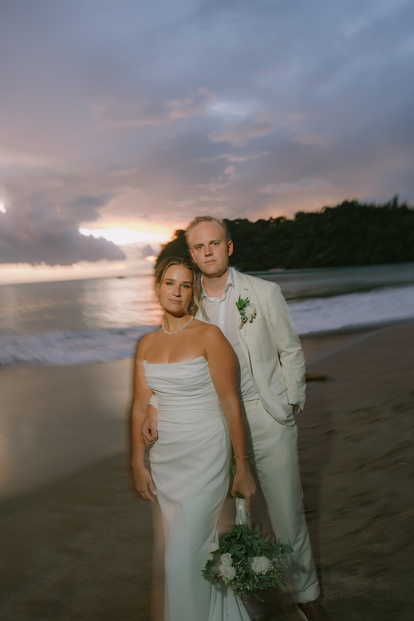 Bride and groom in tropical dry forest near JW Marriott Costa Elena, La Cruz, Guanacaste, Costa Rica.